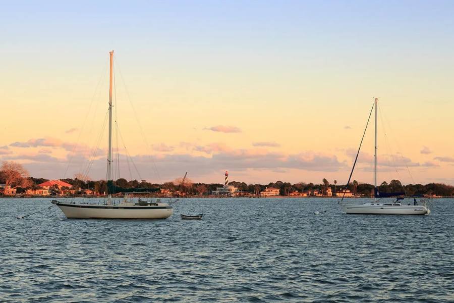 Boats on the water at sunset - St. Augustine Beaches